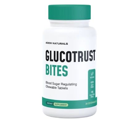 GlucoTrust Bites bottle for the review page